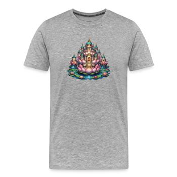 Palais du temple du lotus dans l’eau - T-shirt bio Premium Homme - gris chiné - Devant - Damien (186cm)