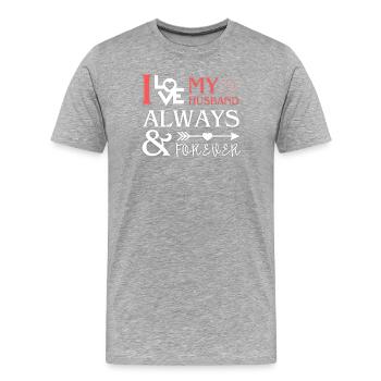 J’adore mon mari, cadeau romantique - T-shirt bio Premium Homme - gris chiné - Devant - Damien (186cm)