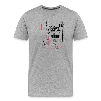 Croyez en vous - T-shirt bio Premium Homme - gris chiné - Devant - Damien (186cm)
