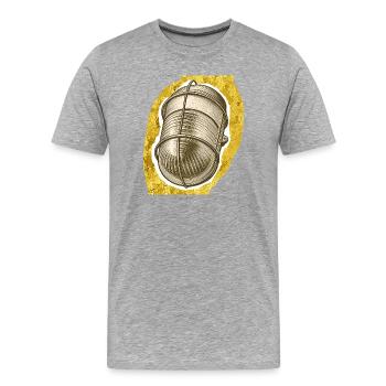 Illustration de la bobine en fil d’or - T-shirt bio Premium Homme - gris chiné - Devant - Damien (186cm)