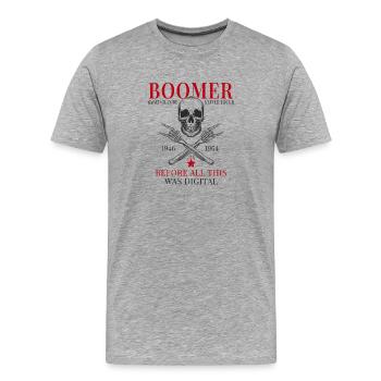 Boomer – Avant que tout cela ne soit numérique - T-shirt bio Premium Homme - gris chiné - Devant - Damien (186cm)
