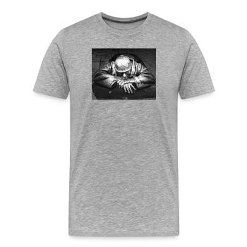 Un soldat silencieux sur une rue mouillée - T-shirt bio Premium Homme - gris chiné - Devant - Damien (186cm)