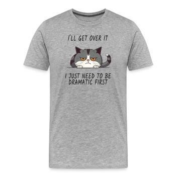 Drama Cat – Je vais passer à autre chose - T-shirt bio Premium Homme - gris chiné - Devant - Damien (186cm)