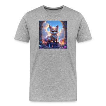Le renard fantastique parmi les perles - T-shirt bio Premium Homme - gris chiné - Devant - Damien (186cm)