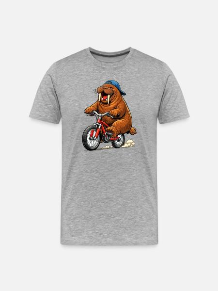 Morse sur le vélo - T-shirt bio Premium Homme - gris chiné