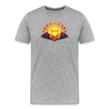 Cœur du Soleil sur la crête de la montagne - T-shirt bio Premium Homme - gris chiné - Devant - Damien (186cm)