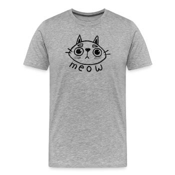 Miaou de chat - T-shirt bio Premium Homme - gris chiné - Devant - Damien (186cm)