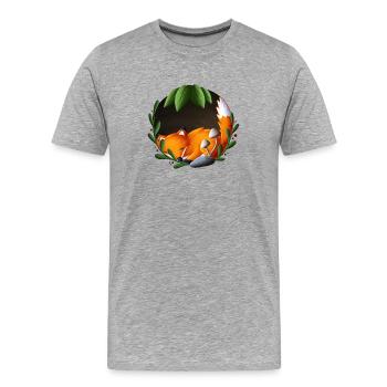 Renard endormi dans le cercle vert - T-shirt bio Premium Homme - gris chiné - Devant - Damien (186cm)