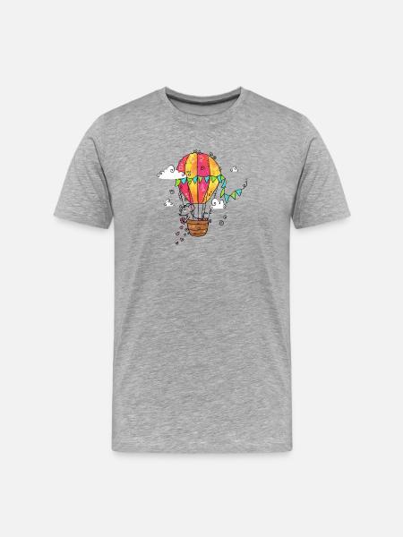 Herzensballon: Maus im Korb - Männer Premium Bio T-Shirt - Grau meliert