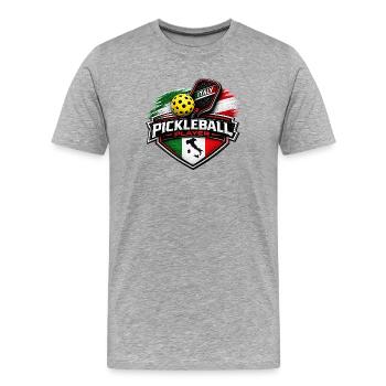 Pickleball ITALIE - T-shirt bio Premium Homme - gris chiné - Devant - Damien (186cm)