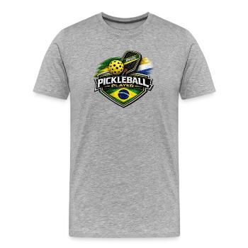 Pickleball BRASILIEN - Männer Premium Bio T-Shirt - Grau meliert - Vorne - Damien (186cm)