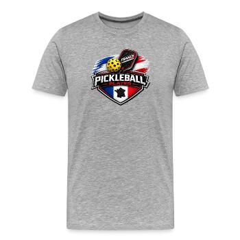 Pickleball FRANCE - T-shirt bio Premium Homme - gris chiné - Devant - Damien (186cm)