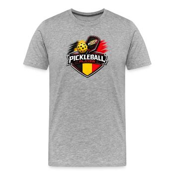 Pickleball BELGE - T-shirt bio Premium Homme - gris chiné - Devant - Damien (186cm)
