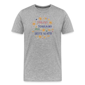 Stolzes Schulkind Erste Klasse 2026 - Männer Premium Bio T-Shirt - Grau meliert - Vorne - Damien (186cm)