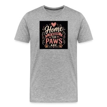 La maison, c’est là où sont les pattes - T-shirt bio Premium Homme - gris chiné - Devant - Damien (186cm)