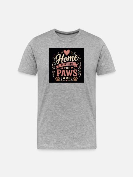 Home is where paws are - Men's Premium Organic T-Shirt - heather grey