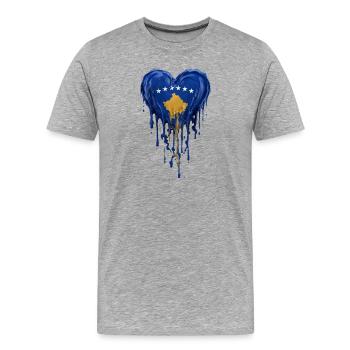 Goutte du cœur bleu du Kosovo - T-shirt bio Premium Homme - gris chiné - Devant - Damien (186cm)