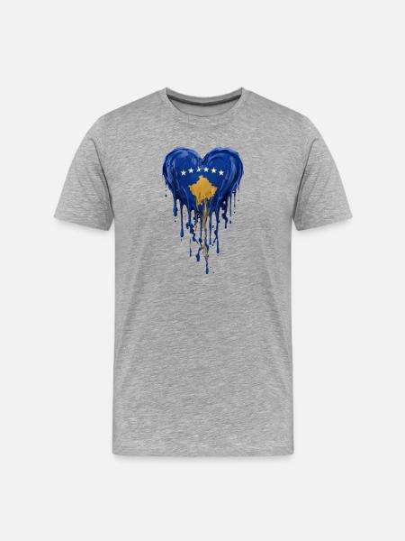 Kosovo Blue Heart Drop - Men's Premium Organic T-Shirt - heather grey