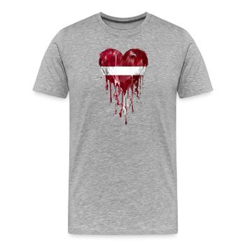 Le cœur dégoulinant sous le drapeau letton - T-shirt bio Premium Homme - gris chiné - Devant - Damien (186cm)