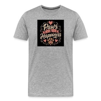 Pfoten & Glück - Männer Premium Bio T-Shirt - Grau meliert - Vorne - Damien (186cm)