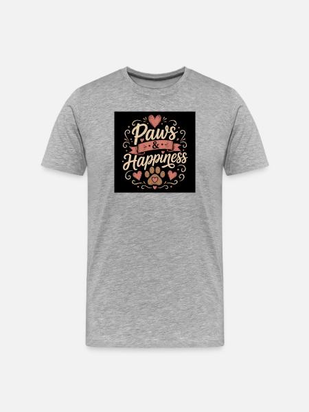 Paws & Happiness - Men's Premium Organic T-Shirt - heather grey