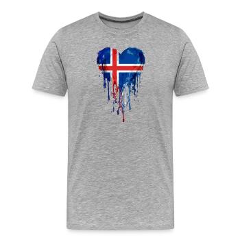 Peinture à l’aquarelle du drapeau nordique du cœur nordique islandais - T-shirt bio Premium Homme - gris chiné - Devant - Damien (186cm)