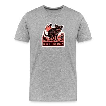 Ne détourne pas le regard, drôle de mème du chien qui fait caca - T-shirt bio Premium Homme - gris chiné - Devant - Damien (186cm)