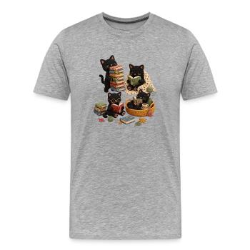 Lecture drôle de chat noir - T-shirt bio Premium Homme - gris chiné - Devant - Damien (186cm)