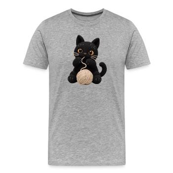 crochet black cat Crochet Cat Kitten Knits - Men's Premium Organic T-Shirt - heather grey - Front - Damien (186cm)