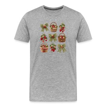 Paniers à fraises au crochet - T-shirt bio Premium Homme - gris chiné - Devant - Damien (186cm)