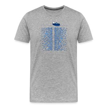 Pêcheur en bateau T-Shirt pêche vintage homme - T-shirt bio Premium Homme - gris chiné - Devant - Damien (186cm)