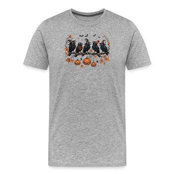 Halloween Ravens Automne Citrouille - T-shirt bio Premium Homme - gris chiné - Devant - Damien (186cm)