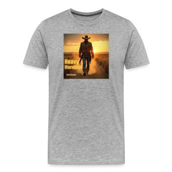 Heavy Mornings CD-Cover - Männer Premium Bio T-Shirt - Grau meliert - Vorne - Damien (186cm)