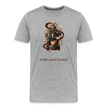 Rituel Steampunk Avant le Bruit - T-shirt bio Premium Homme - gris chiné - Devant - Damien (186cm)