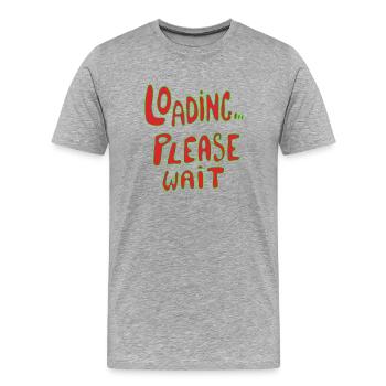 Chargement, veuillez patienter, texte rétro néon - T-shirt bio Premium Homme - gris chiné - Devant - Damien (186cm)
