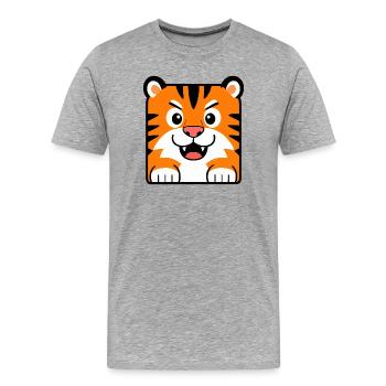 Tiger - Männer Premium Bio T-Shirt - Grau meliert - Vorne - Damien (186cm)