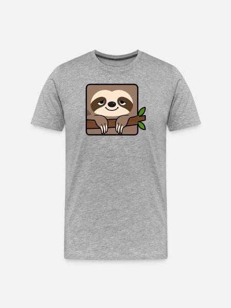 Faultier - Männer Premium Bio T-Shirt - Grau meliert