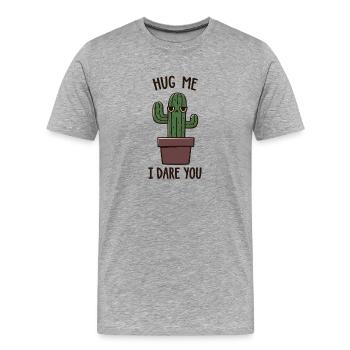 Vilain cactus Me serre dans ses bras ?! - T-shirt bio Premium Homme - gris chiné - Devant - Damien (186cm)