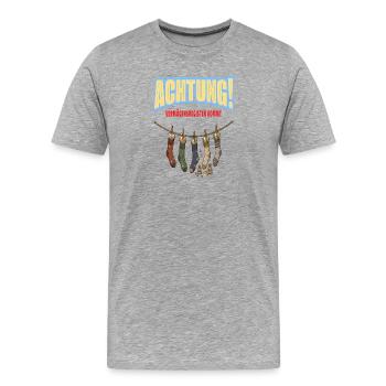 Achtung! Vermögensregister kommt - Männer Premium Bio T-Shirt - Grau meliert - Vorne - Damien (186cm)