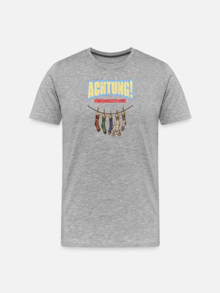 Achtung! Vermögensregister kommt - Männer Premium Bio T-Shirt - Grau meliert