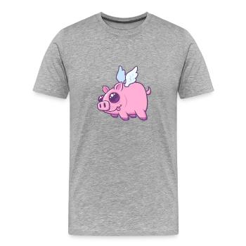 Piggys Nues volants - T-shirt bio Premium Homme - gris chiné - Devant - Damien (186cm)