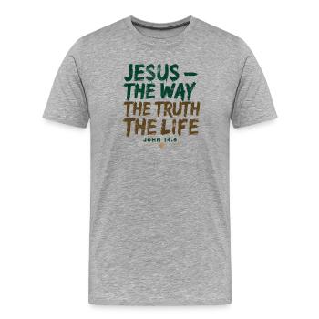 Jesus The Way The Truth The Life - Men's Premium Organic T-Shirt - heather grey - Front - Damien (186cm)