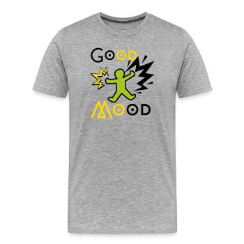 Explosive grün-gelbe, verspielte Figur - Männer Premium Bio T-Shirt - Grau meliert - Vorne - Damien (186cm)