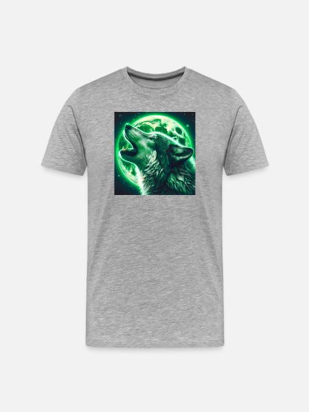 Wolf howls at the Full Moon - Men's Premium Organic T-Shirt - heather grey