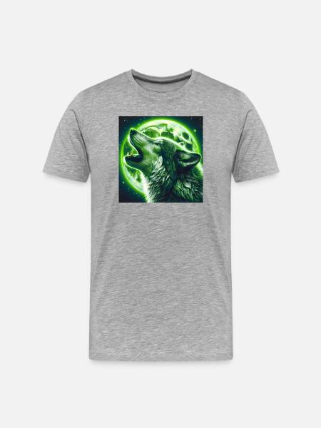 Wolf howls at the Full Moon - Men's Premium Organic T-Shirt - heather grey