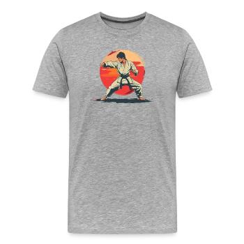 Karate Boy Graphic - T-shirt bio Premium Homme - gris chiné - Devant - Damien (186cm)