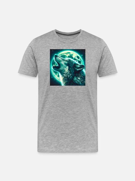 Wolf howls at the Full Moon - Men's Premium Organic T-Shirt - heather grey