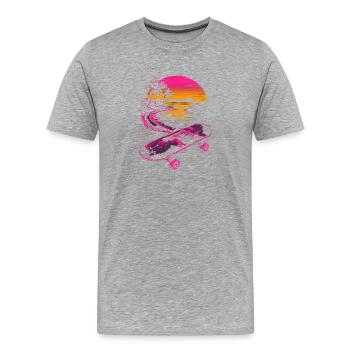 Retro Skateboard - Männer Premium Bio T-Shirt - Grau meliert - Vorne - Damien (186cm)