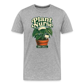 Plant Nurse On Call, Plant Nursery Indoor, Anthuri - Men's Premium Organic T-Shirt - heather grey - Front - Damien (186cm)