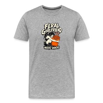 Wilde Freundin braucht Snacks, durchgedrehte Freundin - Männer Premium Bio T-Shirt - Grau meliert - Vorne - Damien (186cm)